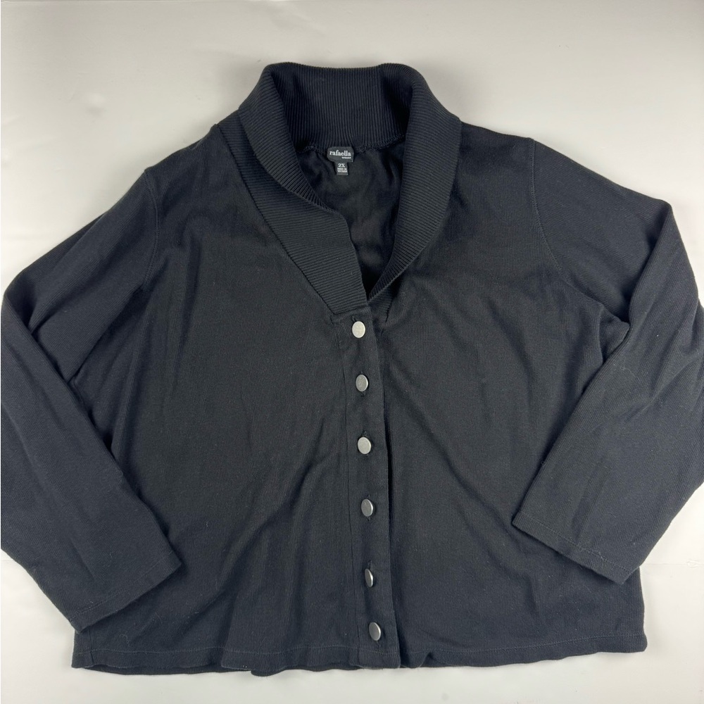 Rafaella Black Button-Down cardigan sweater with silver buttons size 2X